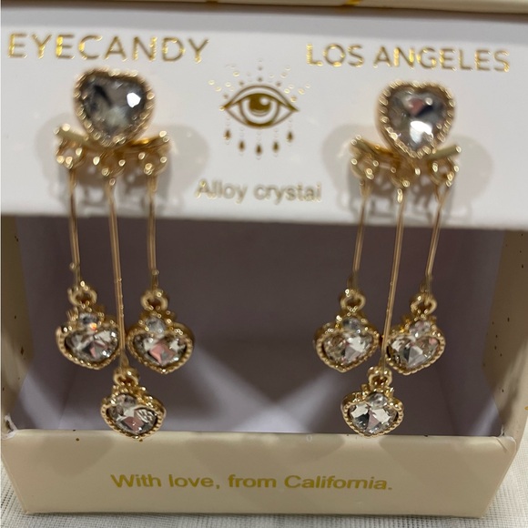 Jewelry - Eye Candy Heart Earrings, NWOT
